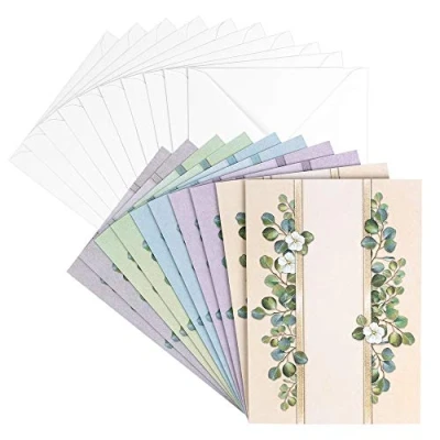 Image de Ideen mit Herz Lot de 10 cartes vœux avec enveloppes Blanches Colorées Neutres Idéales pour les d&#039;anniversaire, mariage, etc. DIN B6 (potions feuilles)