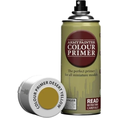 Image de The Army Painter, Colour Primer Desert Yellow, 400 ml Spray Acrylique Jaune Désert, Apprêt pour la Peinture de Figurines Warhammer et Donjon Dragon