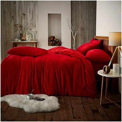 Image de GC GAVENO CAVAILIA 543893 Parure de lit Luxueuse en Polaire Super Douce, Chaude et Confortable (Rouge, pour Double)