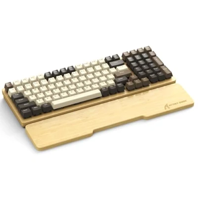 Image de Attack Shark Repose poignet en bambou 98 touches, Support de poignets Ergonomique pour une Frappe et des Jeux Confortables,sensation bois, Antidérapant, Clavier Mécanique Compact