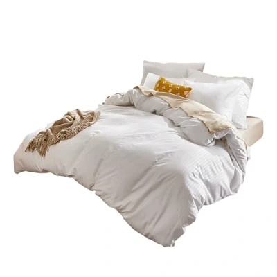 Image de Sonive Housse de Couette 240x220 cm + 65x65 cm*2, 4 Saison 100% en Microfibre, Blanc Lumineux