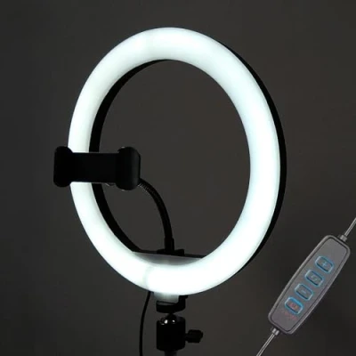 Image de TronicXL Grand anneau lumineux sans trépied RingLight avec support pour téléphone portable 1/4&quot; appareil photo en streaming vidéo Smartphone TikTok Compatible Apple iPhone