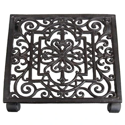 Image de Esschert Design Support à Roulettes Carré pour Plante, 29,1 x 4,8 cm
