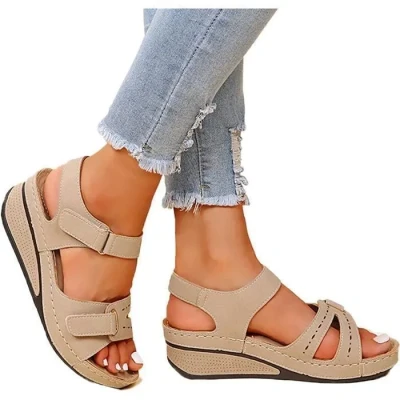 Image de Sandales Compensées Mode Femmes Premium Orthopédiques Sandale À Bout Ouvert Été Chaussures de Plage Anti dérapant Respirant