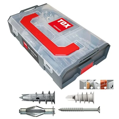 Image de TOX L BOXX Mini Indoor Assortiment de chevilles, 120 pièces,avec Spiral, Spiral Plus et Acrobat en différentes tailles pour les fixations dans plaques plâtre cartonnées &amp; fibrées, 094901401