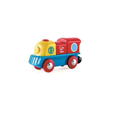Image de Hape Brave Little Engine , Button Operated Multi Coloured Train, Exceptional Battery Powered Red, Yellow + Blue Finish