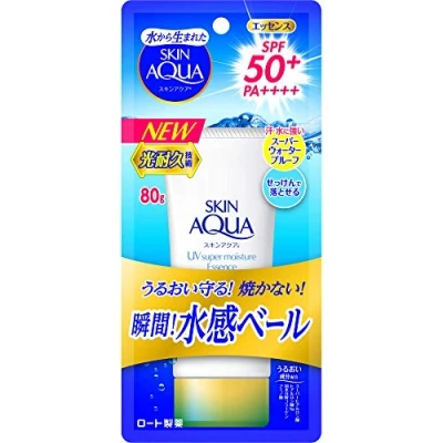 Image de SKIN AQUA UV Super Moisture Essence Sunscreen Fragrance Free 80g SPF50+ / PA++++ Contains a absorber that is not susceptible to damage and does deteriorate easily.
