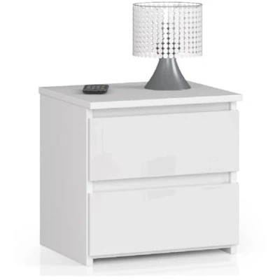 Image de Commode 2 tiroirs 40x40cm, salon/chambre/entrée, armoire/sideboard/highboard, espace de rangement, blanc brillant