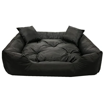 Image de KingDog Ecco Lit pour chien et chat avec coussin, coussin en nylon imperméable, lavable, matériau imperméable (dimensions intérieures : 40 x 30 cm, dimensions extérieures 55 45 noir)