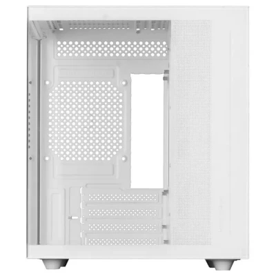 Image de Mars Gaming MC VIEW Blanc, Boîtier Mini Tour Micro ATX, Verre Trempé 90 Sans Cadre, Structure Modulaire Double Chambre, Support Complet pour Refroidissement Liquide