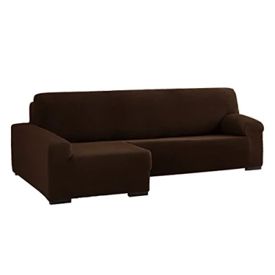 Image de Eysa Cora Bi Élastique Chaise Longue Gauche, Vue frontale, Polyester Coton, Marron, 39x35x19 cm