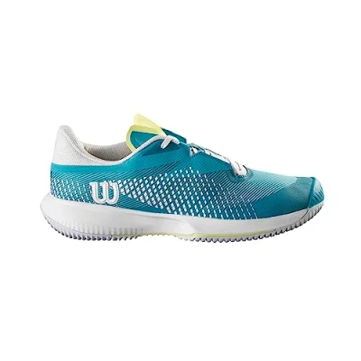 Image de Wilson KAOS Swift Chaussures de tennis toutes surfaces, Femme, Taille: 35,5, Tuerkis weiss neongelb Textile