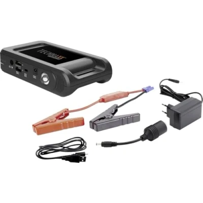 Image de Technaxx 12000 mAh Bloc d&#039;alimentation pour démarreur de Batterie Voiture (Essence jusqu&#039;à 4,0L / Diesel 2,5L) avec Banque d&#039;alimentation, 2X USB A Ports Charge et Lampe LED TX 218
