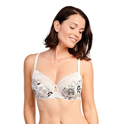 Image de Sans Complexe, Soutien Gorge Classique Armatures, pour Femmes, Modèle Milla 70AAF95, Imprime Floral Ivoire, 100C