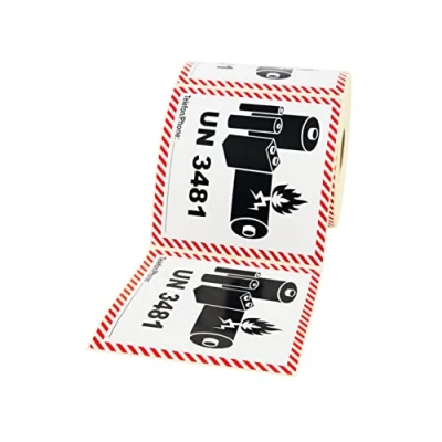 Image de Prolac Autocollants pour marchandises dangereuses UN 3481 Contient des piles lithium ion, 500 pièces, 100 x mm, étiquettes autocollantes, d&#039;expédition,