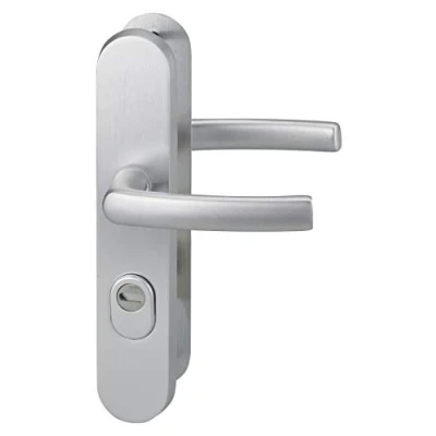 Image de THIRARD Ensemble poignées de sécurité pour porte d&#039;entrée, béquille double, entr&#039;axe fixation 216mm, argent
