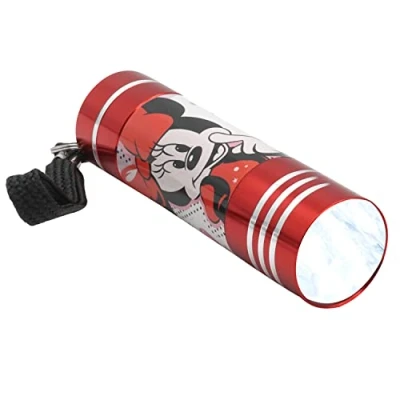 Image de lampe torche rouge Minnie Mouse, de poche LED en aluminium 8,7 cm, veilleuse réutilisable pour enfants, cadeaux Noël et d&#039;anniversaire à partir 3 ans