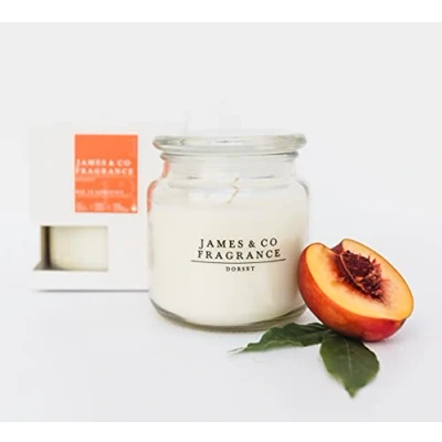 Image de James &amp; Co No.13 Abricot (pêche et abricot) Grande bougie naturelle parfumée en pot de 400 g jusqu&#039;à 60 heures combustion