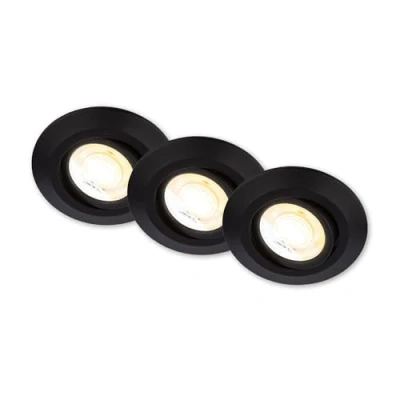Image de Briloner Luminaire encastrable LED Klira, noir, Ø 9 cm, orientable, 3 pièces