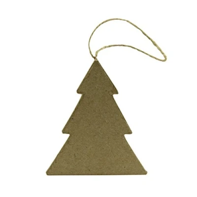 Image de Décopatch NO026Opack Un Lot de 10 supports en papier brun mâché 1x7x8 cm, Sapin plat à suspendre