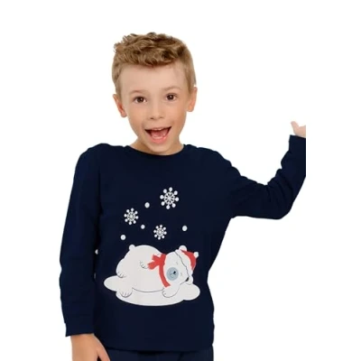Image de United Labels Pyjamas pour garçons Ours Polaire d&#039;hiver Set Pyjama Enfants Manches Longues Haut avec Pantalon Bleu (as3, Numeric, Numeric_110, Numeric_116, Regular, 110 116)