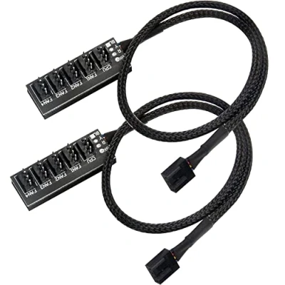 Image de HuaLiSiJi Fan Controller PWM HUB Ventilateur PC 4 Pin, for Pin Fans,Ventilateur pour Multiple Power Connector Fans (5Ports 2)