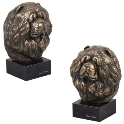 Image de Chow Dog statue, bust on stone base, sculpture, trophy for show by Art brand