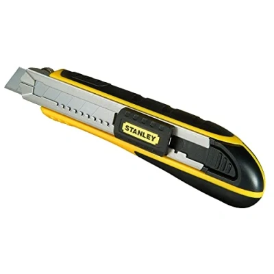 Image de STANLEY FATMAX Cutter à Cartouche Chariot en Acier Inoxydable, 6 Lames 18 mm Incluses, Robuste et Ergonomique 1 10 481, Noir (Jaune)