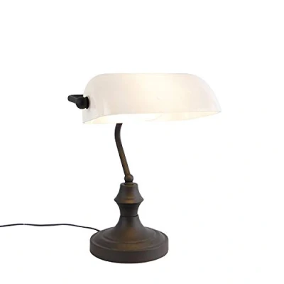 Image de QAZQA banker Lampe de notaire 1 lumière L 265 mm Blanc Classique/Antique éclairage intérieur Salon I Chambre