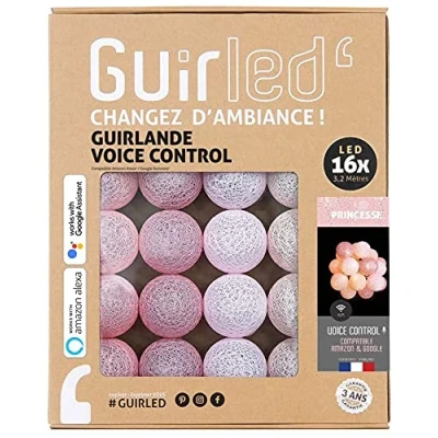 Image de GuirLED Guirlande lumineuse boules coton LED USB Commande Vocale Amazon Alexa &amp; Google Assistant Programmable à l&#039;infini Adaptateur secteur 2xUSB inclus 16 1.6 Princesse