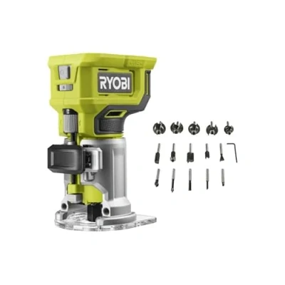 Image de Pack RYOBI Affleureuse à bois RTR18 0 18V One+ Sans batterie ni chargeur Coffret 15 fraises panachées RAKRBS15 queue de diamètre 6mm