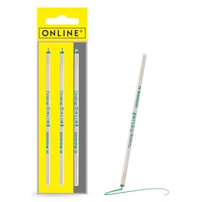 Image de Recharge bille mini d&#039;ONLINE, D1 internationale, Largeur de trait M, indélébile, 3 x recharges stylo écriture couleur vert