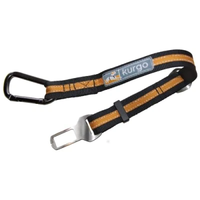 Image de Kurgo Attache directe à la ceinture de sécurité (universelle) pour chiens, Taille Ajustable, Installation rapide et facile, Orange/Noir