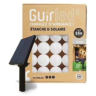 Image de GuirLED Guirlande d&#039;extérieur boules lumineuses Guinguette LED Étanche IP55 Panneau solaire haut rendement ON/OFF automatique 16 3m Flocon
