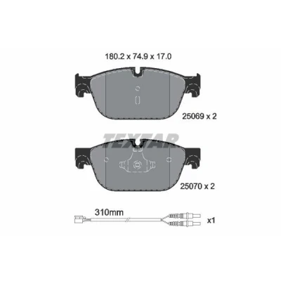 Image de TEXTAR 2506901 Jeu de plaquettes frein contact signal d&#039;usure inclus PEUGEOT: 308 I 3/5 portes, 508 Berline, SW, CITROËN: C5 3