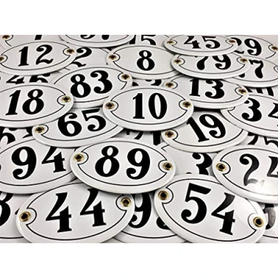 Image de Plaque ovale en émail avec numéro de maison 10 Blanc/noir