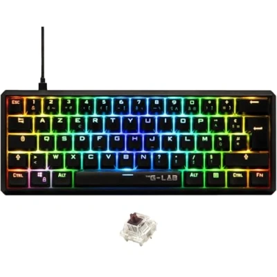 Image de The G Lab Keyz Thallium Clavier Mécanique 60% USB Brown Switch Interchangeable Mini Gamer, Format Ultra Compact, 100% Personnalisable. PC/PS4/ PS5 Azerty New