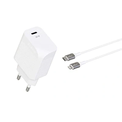 Image de GREEN_E Kit de Charge pour iPhone [Certifié Apple MFi] Câble Lightning vers USB C Synchro et avec Chargeur Maison Basse consommation Toute génération 1,30 m Tressé Blanc