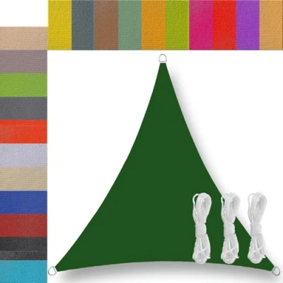Image de Ufamiluk Toile Ombrage 4.6x4.6x4.6m Imperméable pour Patio avec Corde Libre Voile d&#039;ombrage Triangle Rectangle Jardin terrasse extérieur Camping Vert foncé Triangulaire
