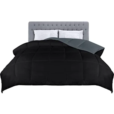 Image de Utopia Bedding Couette Légère 230 x 260 cm, 4 Saisons avec Onglets d&#039;angle, en Microfibre Rembourrage Fibre Creuse (Gris/Noir)