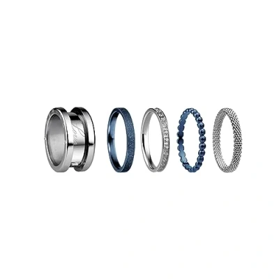 Image de BERING ensemble de Bagues Échangeables pour Femme en Argent et Bleu avec le Système Unique Twist &amp; Change, Symphony Set A