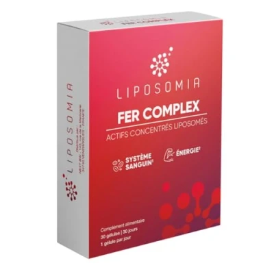 Image de Prescription Nature FER COMPLEX LIPOSOMIA Complément Alimentaire Globules Rouges, Fatigue Fer, Vitamine B2, B6, B12, C Actif Concentré, Formule Liposomée Fabrication Française 30 Gélules