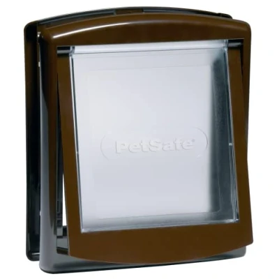 Image de PetSafe Chatière pour Chat et Chien Originale Staywell, 2 Voies d’accès (entrée Sortie) Porte Animaux intérieur extérieur, Rigide, Panneau de Fermeture Inclus Brun (S)