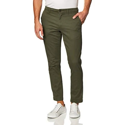 Image de Amazon Essentials Pantalon Chino Extensible, Style décontracté, Coupe Slim Homme, Vert Olive, 33W / 28L