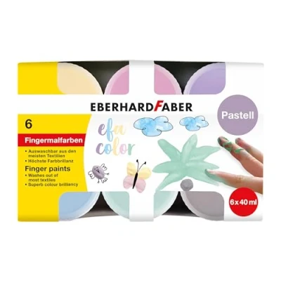 Image de Eberhard Faber 578604 Peinture au doigt EFA Color, 6 couleurs pastels de 40 ml chacune, enfants non toxique