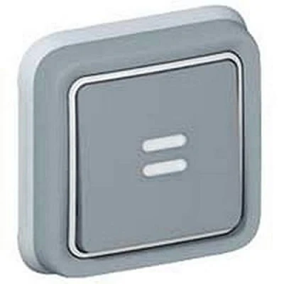 Image de Poussoir inverseur PLEXO NO+NF lumineux complet IP55 encastré 10A gris