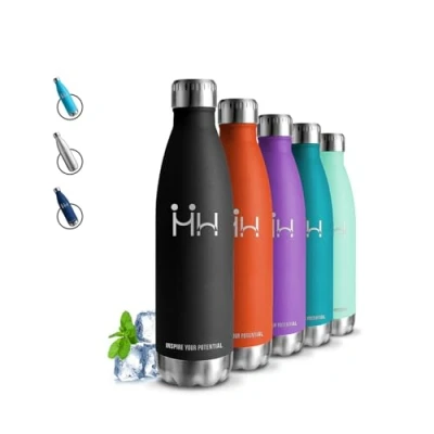 Image de Gourde 500ml Isotherme, Sans BPA, Inox, 24h Froid &amp; 12h Chaud, Anti Fuite, Reutilisable, Double Vide, Facile à Transporter, d&#039;eau pour Camping, Randonnée, Running, Vélo
