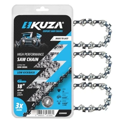 Image de Chaîne de tronçonneuse 45,7 cm, pas 0,8 calibre 127 72 maillons d&#039;entraînement en acier allemand, compatible avec Husqvarna 440, Echo CS 400, Jonsered 591094872, 20lpx072g et plus