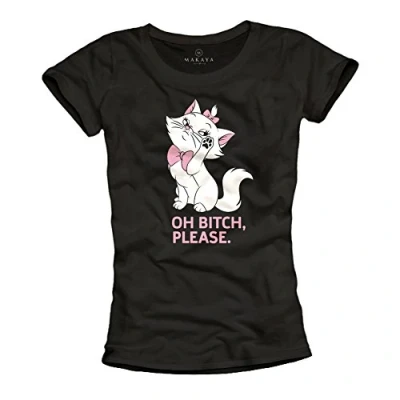 Image de Tee avec Phrase Oh Please Swag T Shirt Chat Femme Noir XL