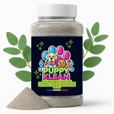 Image de TECH N&#039;FAST Poudre absorbante Urine Chien, Chat et Tout Autre Animal solidifiante désodorisante à l&#039;Eucalyptus Bouteille épandeuse 1L PUPPYKLEAN (1 1L)